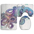 thumbnail image 1 of GOHAO Valentine's Day Oceanic Octopus 3 Piece Bathroom Rugs Set Bath Rug Contour Mat and Toilet Lid Cover, 1 of 2