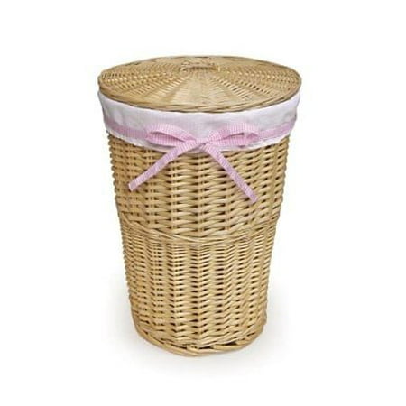 Badger Basket Round Wicker Hamper With Liner 4 Belts Natural White Badger Basket Round Wicker Hamper With Liner 4 Belts Natural White Hampers Home