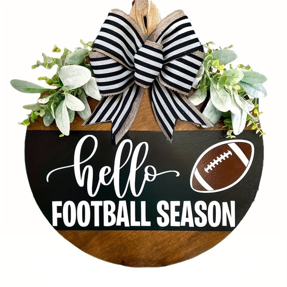 Football Themed Door Hangings - Football Wreath and Football Season Decoration for Autumn Festival, Perfect for Door and Wall Decor 11.81"