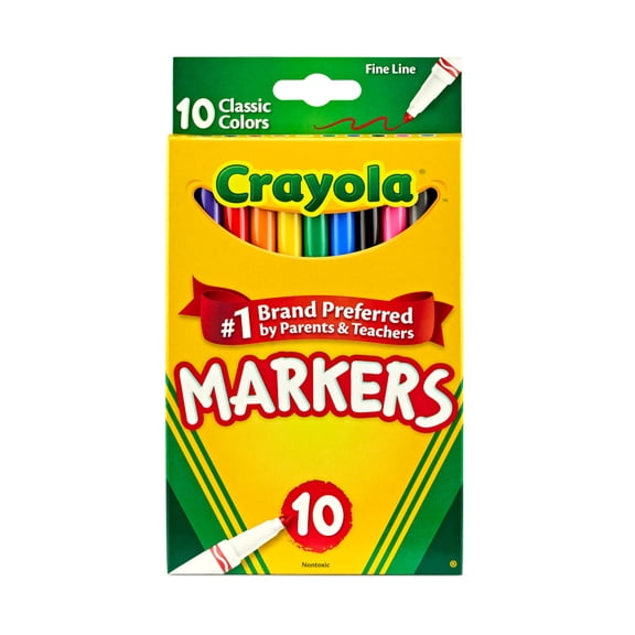Crayola Fine Line Markers, Classic Colors, 10 Count, Back to School Supplies for Kids and Teachers, Classroom Essentials, Gifts, 3