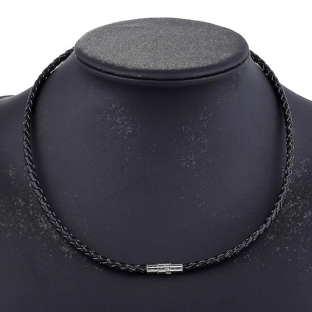 Men's Leather Choker Braided Rope Chain Necklace