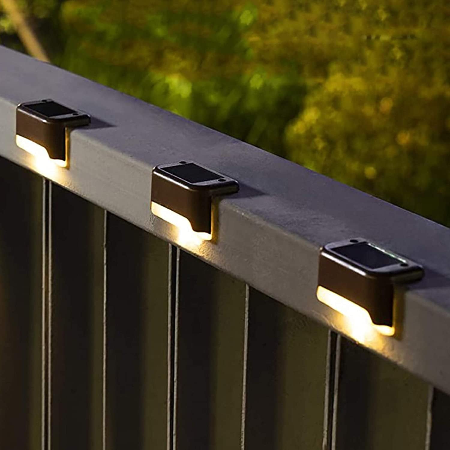 Solar Deck Lights Outdoor 8 Pack 30 LED Wireless Stainless Steel Step Stairs Lamps Bright Security Lights for Patio Garden Pathway Walkway Security Lamps Cool White