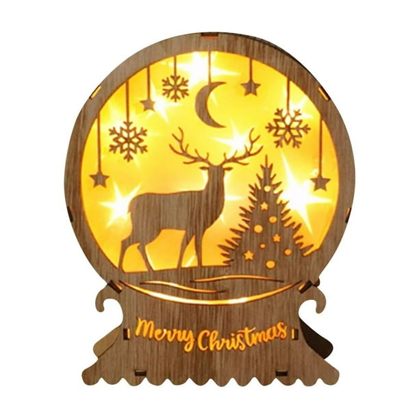 Luz Nocturna De Madera Luz Para El Hogar Decoraciones De Escritorio Luces Navideñas 3D Mesa De Madera
