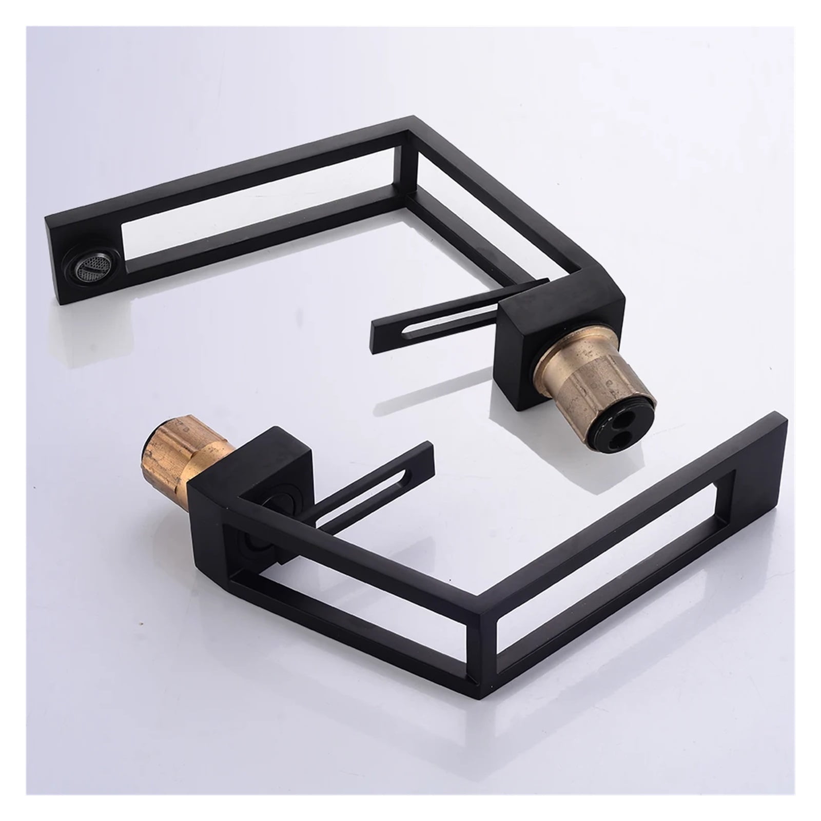 Bathroom Basin Faucet Cold & Hot Water Mixer Sink Tap, Single Handle Deck Mounted Black Tap