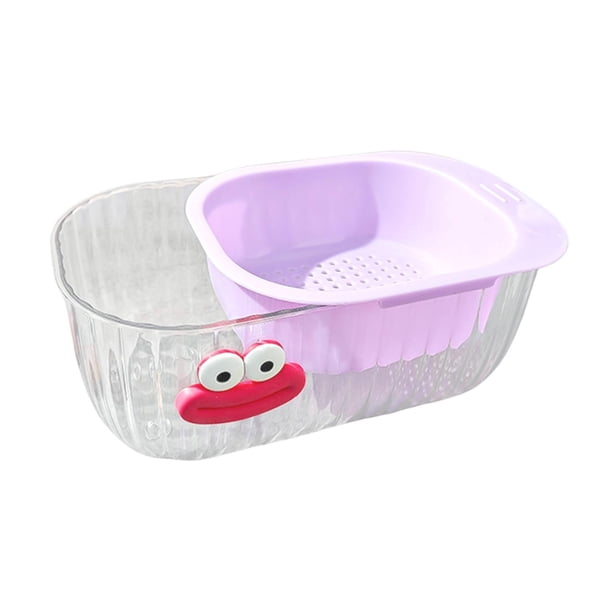 Colador de doble capa 2 en 1 Cesta para lavar frutas y verduras de doble capa Violeta