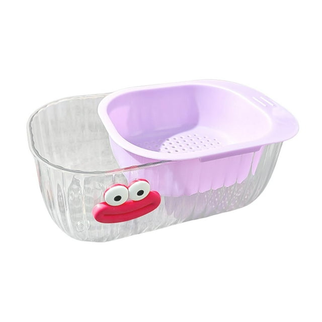 Colador de cocina, juego de cuencos, cesta portátil para lavar frutas y verduras Violeta
