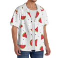 thumbnail image 2 of Fotbe Hand Drawn Watermelon Camisa Estampada de Manga Corta para Hombre, Casual de Verano, Estilo Playero, Sin Arrugas-X-Large, 2 of 5