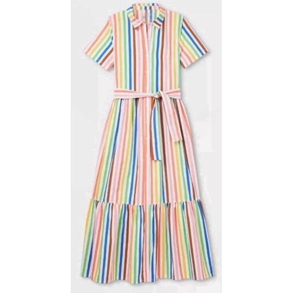 Target Wrap Short Sleeve Collared Dress, Women's M