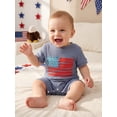 thumbnail image 4 of BemeyourBBs Newborn Baby Boy 4th of July Outfit Patriot Independent Day Clothes Summer Waffled Romper Short Sleeve  USA Flag Print One Piece Jumpsuit Playsuit, 4 of 9