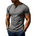 thumbnail image 2 of OIOLOYJM Short Sleeve Henley Shirt for MenMesh Lightweight Breathable Athletic Work T-Shirts Casual Basic Summer Running Gym Workout Tee Shirt Dark Gray 2XL, 2 of 4