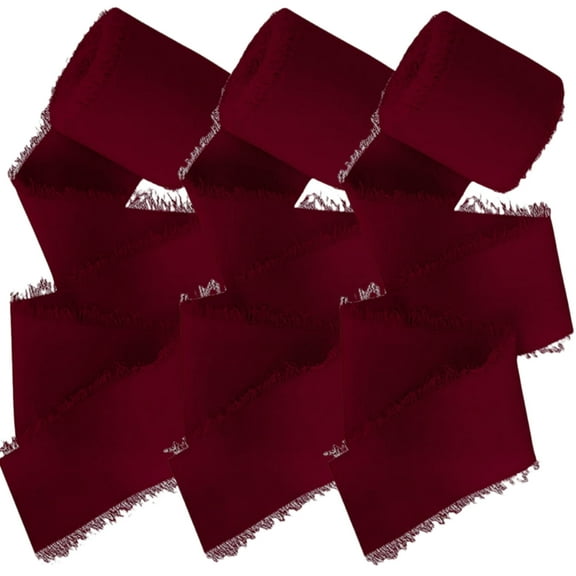 3 Rolls Burgundy Silk Satin Ribbon 1.5 Inch x 5.5 Yard Handmade Frayed Chiffon Ribbon for Gift Wrapping Wedding Invitations Bridal Bouquets Home Decor Wrapping Crafts Holiday Decor, Burgundy