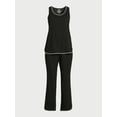 Joyspun Women's Cotton Blend Tank Top and Pants Pajama Set, 2Piece