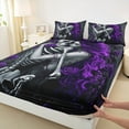 thumbnail image 3 of Castle Fairy Female Men Gothic Skeleton Twin Sheet Sets 3pcs,Purple Floral Rose Twin Fitted Sheet Microfiber,Happy Valentine's Day Breathable Flat Sheet,Ultra Soft Home Decor, 3 of 7
