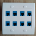 thumbnail image 2 of 4X Ethernet Wall Plate 8 Port - Double Gang Cat6 RJ45 Jack Network Cable Faceplate Female to Female - Blue, 2 of 6