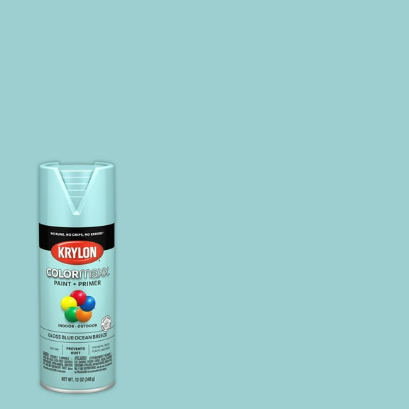 Krylon COLORmaxx Paint   Primer, Gloss, Blue Ocean Breeze, 12 oz.