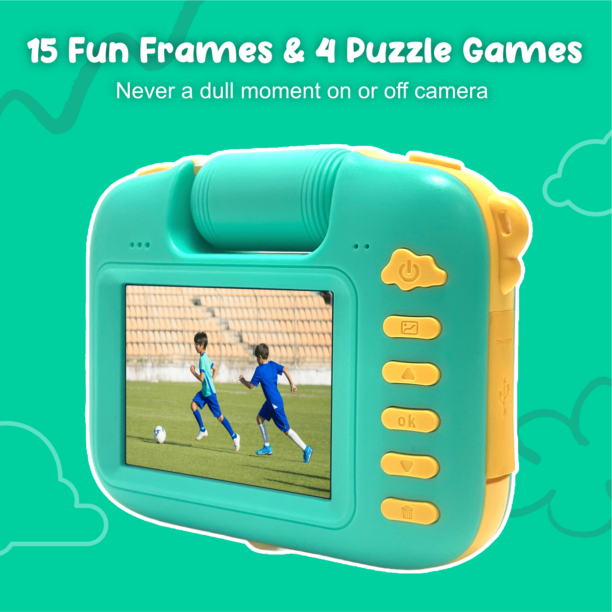 Contixo Waterproof Kids Camera, 1080p HD Digital Camera Toy with 5x Zoom and Built-In Games, Green