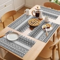 thumbnail image 5 of Gray Geometric Placemats Set&nbsp;of&nbsp;12 Bohemian Style Ethnic Tribal Painting Heat Insulation Washable Place Mats, Rustic Non-Slip Table Mats for Dining Table Party Kitchen Decor,13x19 Inch, 5 of 9