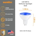 thumbnail image 3 of Sunlite LED MR16 Reflector Spotlight Bulb, 3 Watts (25W Halogen Bulb Equivalent), GU5.3 Bi-Pin Base, Non-Dimmable, Blue, 6-Pack, 3 of 6