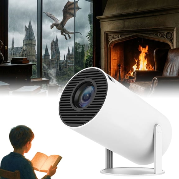 Realm Portal Projector, 4K UHD Realm Portable Projector with WiFi and Bluetooth, 180° Rotatable Auto Keystone Correction, Eye-Friendly Design, for Reading, Playing, Home Theater