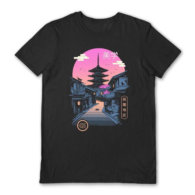 Vincent Trinidad - Camiseta Pagoda Wave Aesthetics para Adultos Unisex (Negro, Morado)