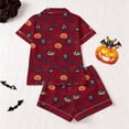 thumbnail image 4 of RMGVDSD Womens Pajama Sets Halloween Pajamas for Women Set Short Sleeve Top and Shorts Sleepwear Button Down Casual Loungewear, 4 of 9