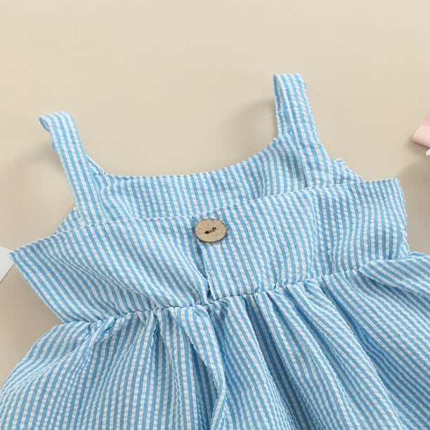 Robe Rayée Bébé Fille F&F - Tailles 3-6 à 18-24 Mois - Manches Courtes Pêche/blanc - été/printemps