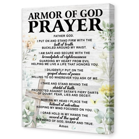 Armor of God Prayer Wall Art,Religious Bible Verse Wall Decor,Scripture Canvas Wall Art for Christian Prayer Room Home Office Church