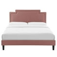 thumbnail image 4 of Twin Bed Brown Wood Legs Dusty Pink Velvet, 4 of 7