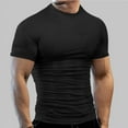 thumbnail image 2 of Men's T-Shirts All Season Partial Solid Color Short Sleeve Slim Fit Blouse Black Going Out Fall Tops size L, 2 of 5