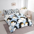 thumbnail image 3 of jejeloiu Cute Cartoon Penguin 7-Piece Twin Bedding Sets,Ntarctic Wild Animal Bedding Comforter Set,White Blue Black Sheet Sets For Girls Boys,Microfiber Bedroom Decor Reversible, 3 of 8