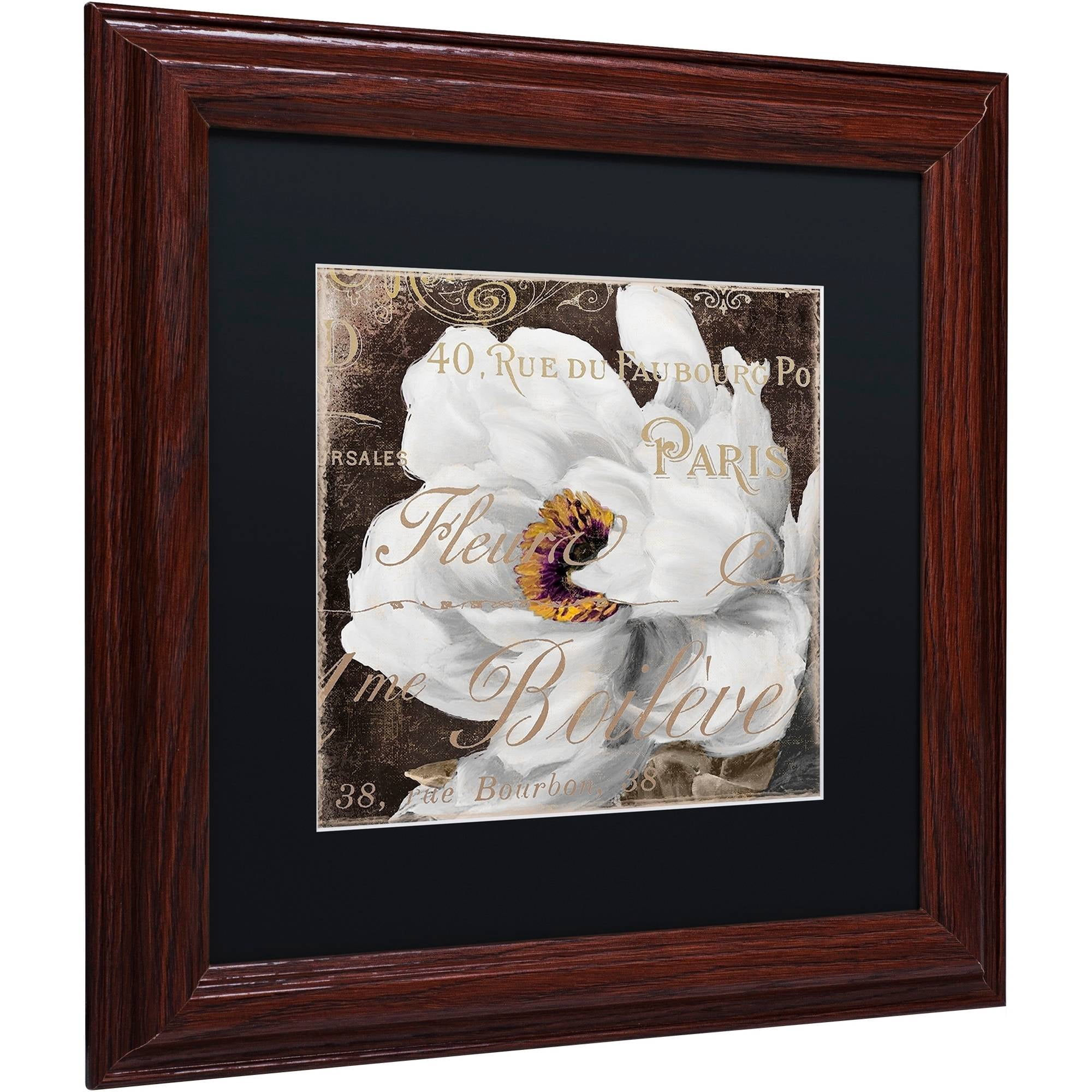 Trademark Fine Art "Fleurs Blanc III" Canvas Art by Color Bakery Black Matte, Wood Frame