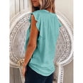 thumbnail image 2 of Blusa de verano para mujer, cuello en V, manga casquillo, informal, fluida, Color puro, camisetas elegantes para mujer, 2 of 4