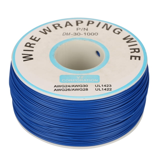 Cable eléctrico, 1 rollo Envoltura de alambre Hilo de alambre de cobre simple Cable de 30 AWG Diámetro de núcleo de 0,25 mm(azul)