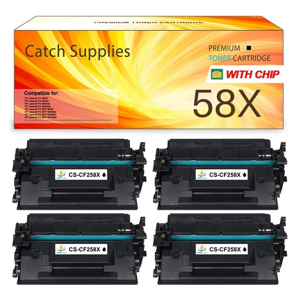 Catch Supplies Compatible (With Chip) for HP 58X toner CF258X 58A Printer ink LaserJet Pro M404dw MFP M428fdw M406 (Black 4-Pack) - Walmart.com