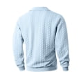 thumbnail image 4 of UTSJKR Men's Cable Knit Detail Textured Knit Quarter-Zip Button up Collared Sweater, Collared Casual Pullover, Fall Winter Daily Street Warm Leisure Wear Light Blue XL, 4 of 4