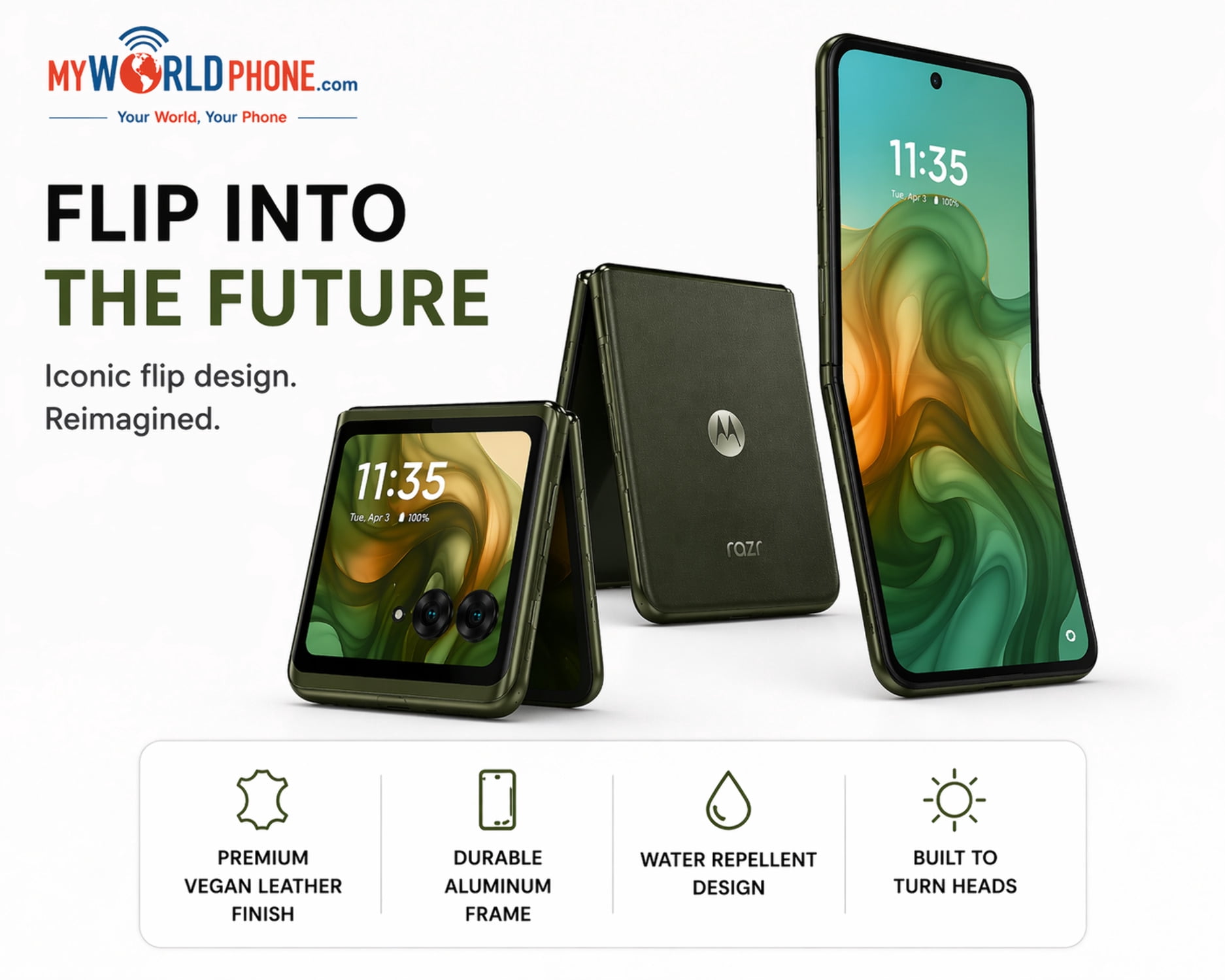 Motorola Razr 50 Ultra Single SIM+ eSIM 512GB ROM 12GB RAM GSM Unlocked - Green