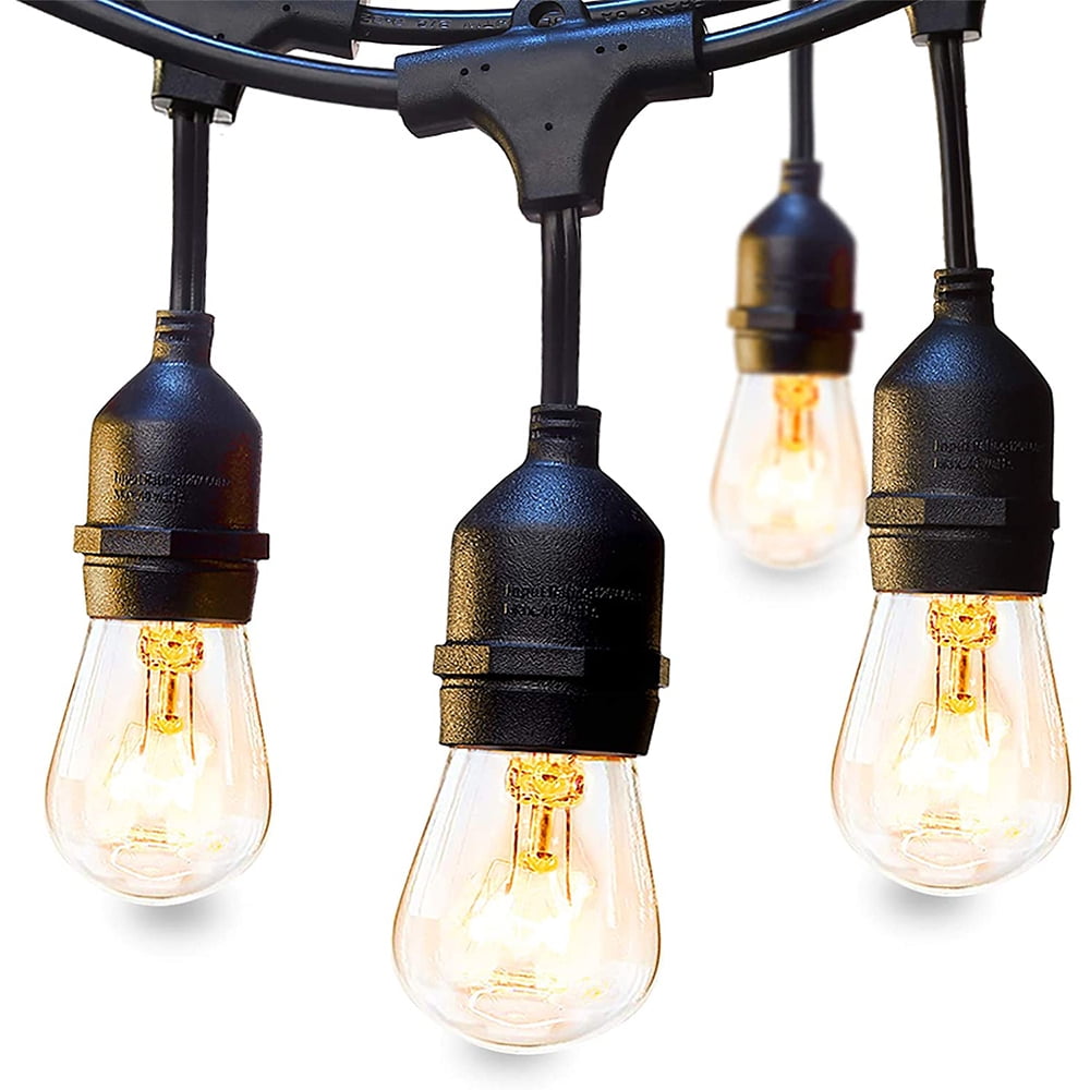 18 Bulbs 48 ft 15 Sockets Black Outdoor 14 Gauge Edison Metro String Lights 