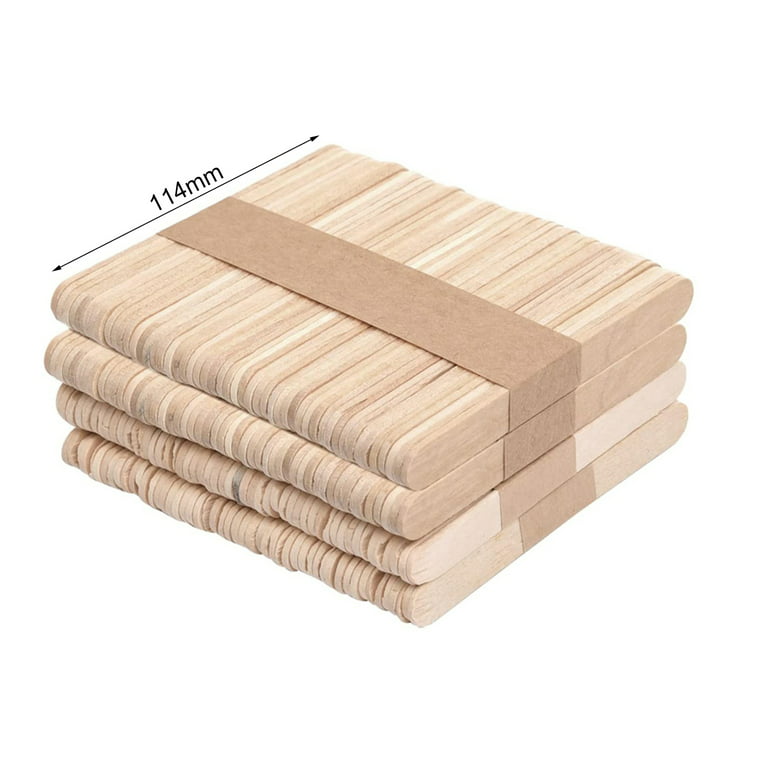 Leaveforme 100pcs Natural Wood Craft, Popsicle Sticks for Crafts 4.5 inch, Ice Cream Candy Making and Garden Markers. Smooth, Splinter-Free, Wooden