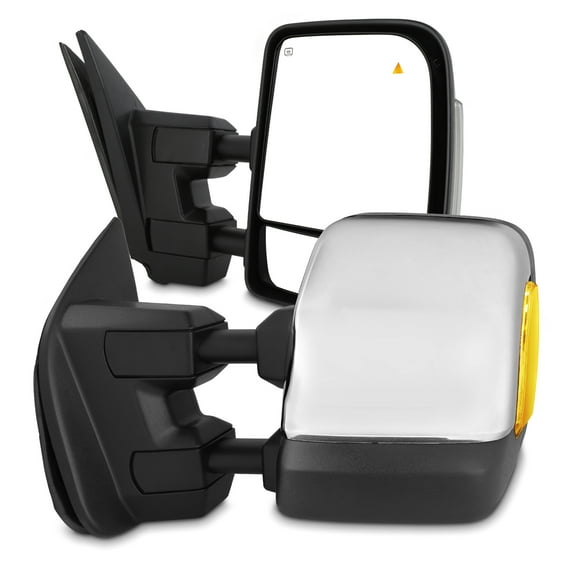AKKON - Fits 2017-2021 Titan Power Heated Manual Folding Extendable Towing Mirror Chrome w/ LED Turn Signal  Blind Spot