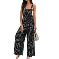 thumbnail image 3 of Women'S Summer Boho Casual Jumpsuits Wide Leg Overalls Floral Print Baggy Rompers with Pockets Black XL, 3 of 9