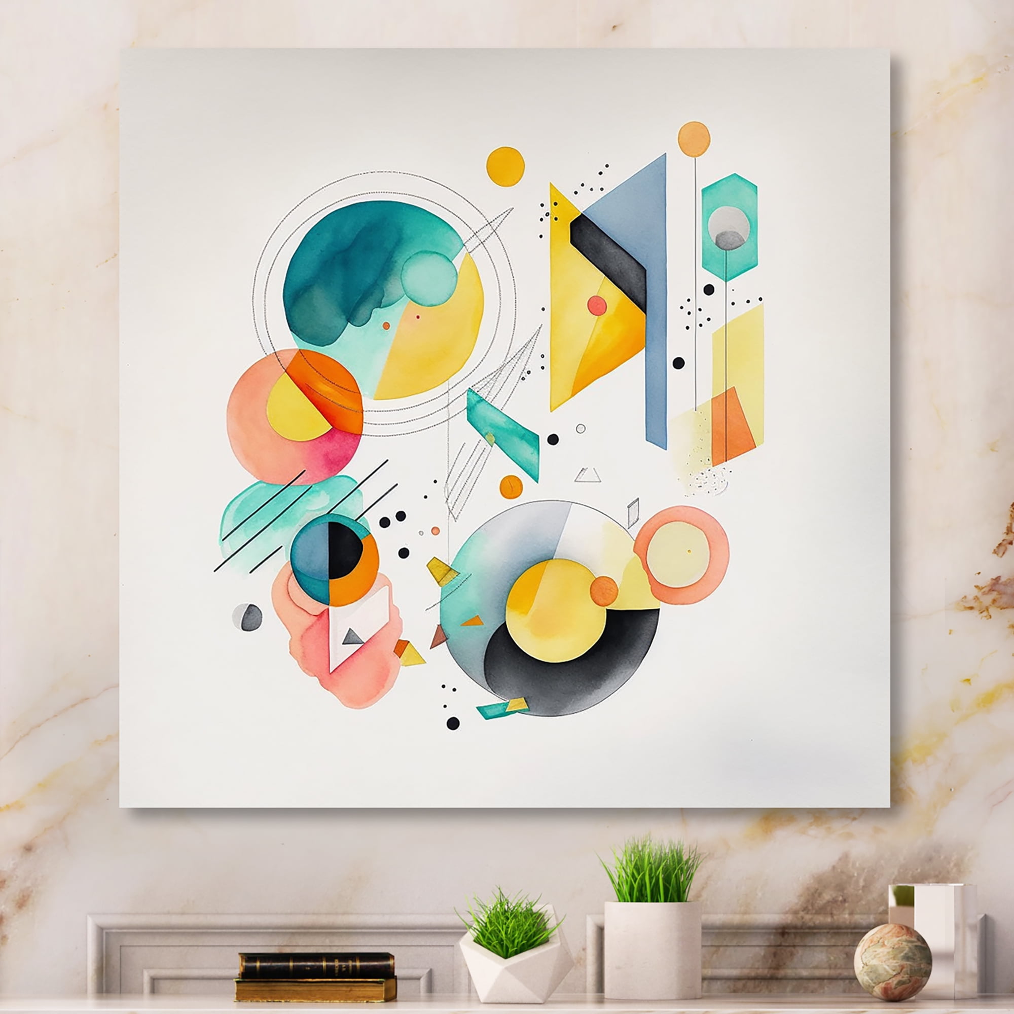 Designart Multi-Color Circular Abstract I Canvas Wall Art