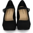 thumbnail image 4 of Chariot & Co Women's Mary Jane Platform Wedge Pumps, Comfort Cushion Ankle Strap, Black, Size 10, 4 of 6