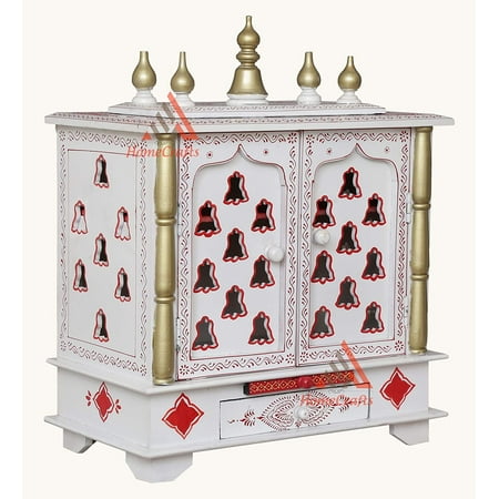 

HomeCrafts Handpainted Wooden Home Temple with Doors Rajasthani Art (in Side Puja Kits.LED Lights (WhiteRed2 Medium- 20x11x24 Inch (WxDxH))