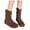Brown, variant on Womens Wide Mid Calf Boots Suede Low Wedge Slouchy Ankle Booties Casual Slip on Winter Shoes