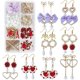 thumbnail image 1 of 1 caja de 8 pares de dijes de rosas para San Valentín, kit de inicio para hacer aretes con dijes de amor barrocos, flores rojas de aleación, perlas rosas y dijes de corazón., 1 of 9