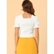 thumbnail image 5 of Allegra K Blusa Fruncida Con Cuello Cuadrado Y Manga Corta Con Volantes Para Mujer Blanco XS Unique Bargains Blusa, 5 of 6