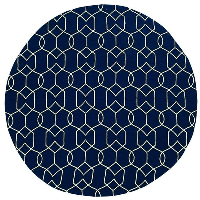 HomeRoots 354095 7 ft. Round UV-Treated Polypropylene Navy Area Rug