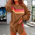 thumbnail image 2 of 2 Piece Lounge Sets for Women Rainbow Striped Outfits Casual Long Sleeve Sweatshirt Shorts Trendy Matching Sweatsuit, 2 of 4