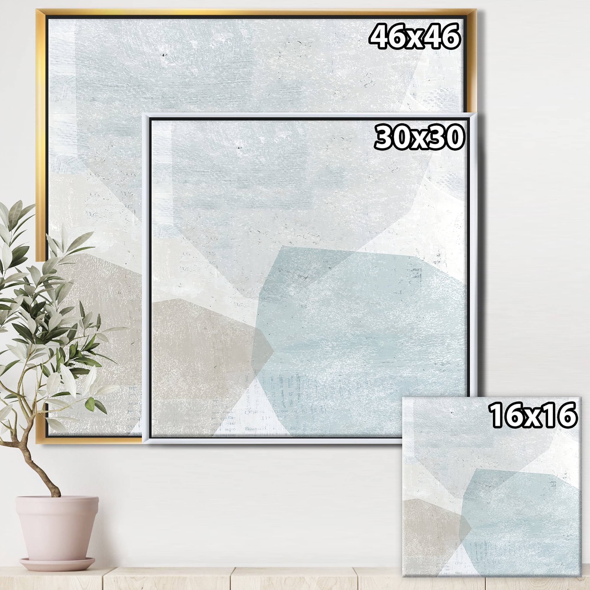 Designart ' Grey and White Collage II ' Modern & Contemporary Framed Canvas