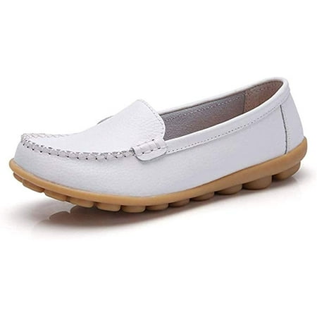 

PIKADINGNIS Women s Leather Loafers Flats Slip On Moccasins Casual Driving Shoes